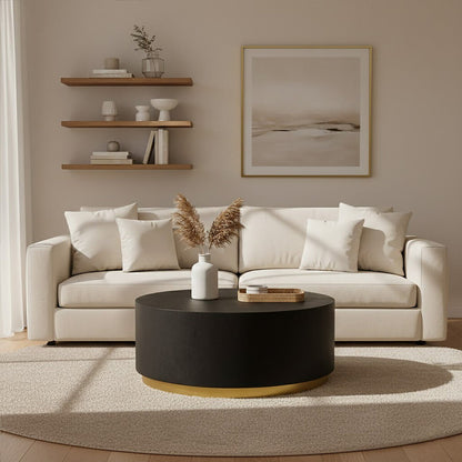 Naro Black And Gold Concrete Look Coffee Table