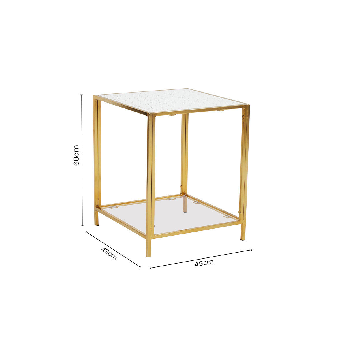 Novi Glass Top And Gold Frame Side Table