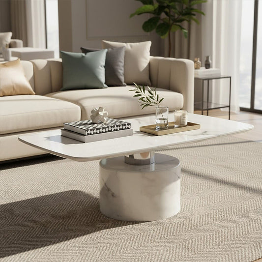 Sesto White Marble Coffee Table