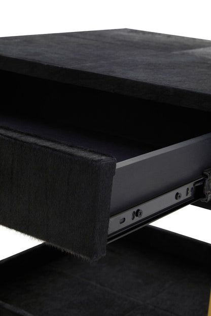 Kensington Townhouse Hair On Leather Bedside Table