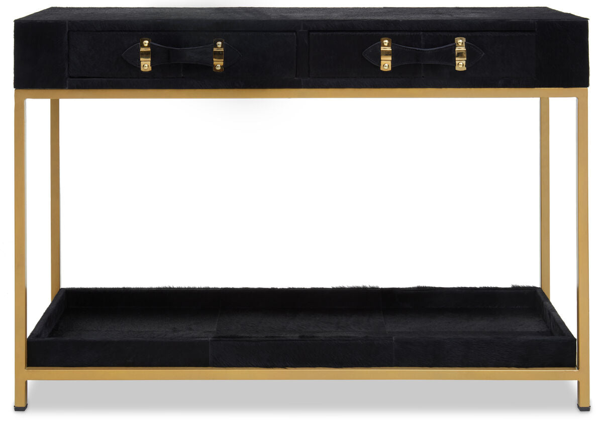 Kensington Townhouse Hair on Leather Two Drawer Console Table