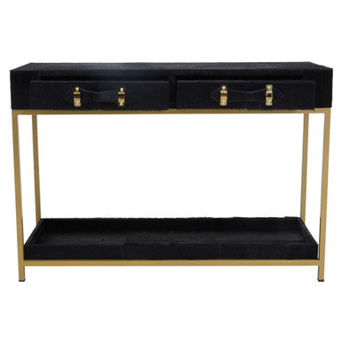 Kensington Townhouse Hair on Leather Two Drawer Console Table