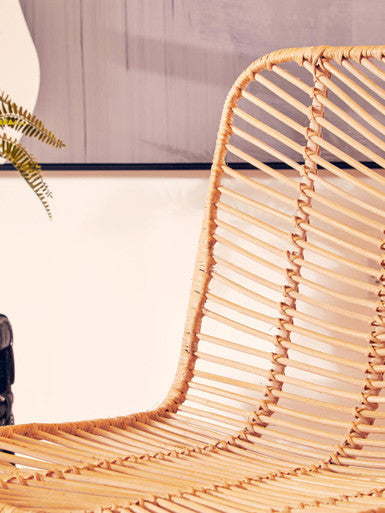 Java Natural Rattan Black Metal Chair