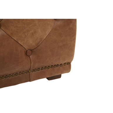 Brown Leather Rectangle Chesterfield Ottoman, Hoxton