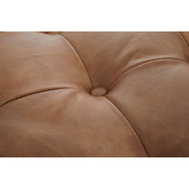 Brown Leather Rectangle Chesterfield Ottoman, Hoxton