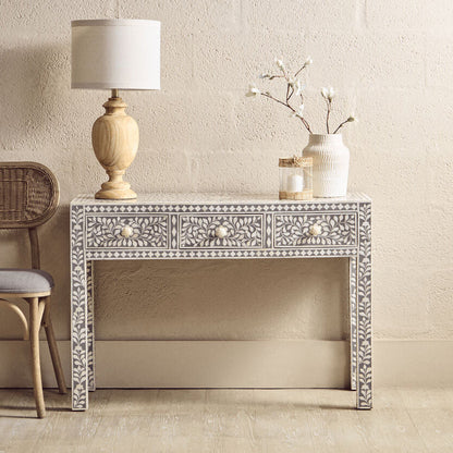 Fusion Bone Inlay Desk with 3 Drawers