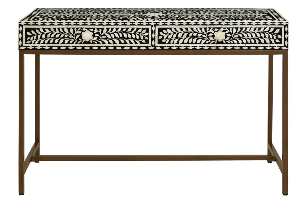 Fusion Bone Inlay Console Table With 2 Drawers