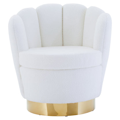 Biarritz Off White Boucle Scalloped Swivel Chair