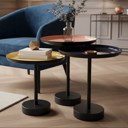 Amira Set of Three Gold and Black Tray Tables