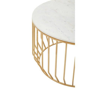 Pali White Marble And Gold Coffee Table