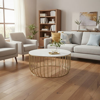 Pali White Marble And Gold Coffee Table