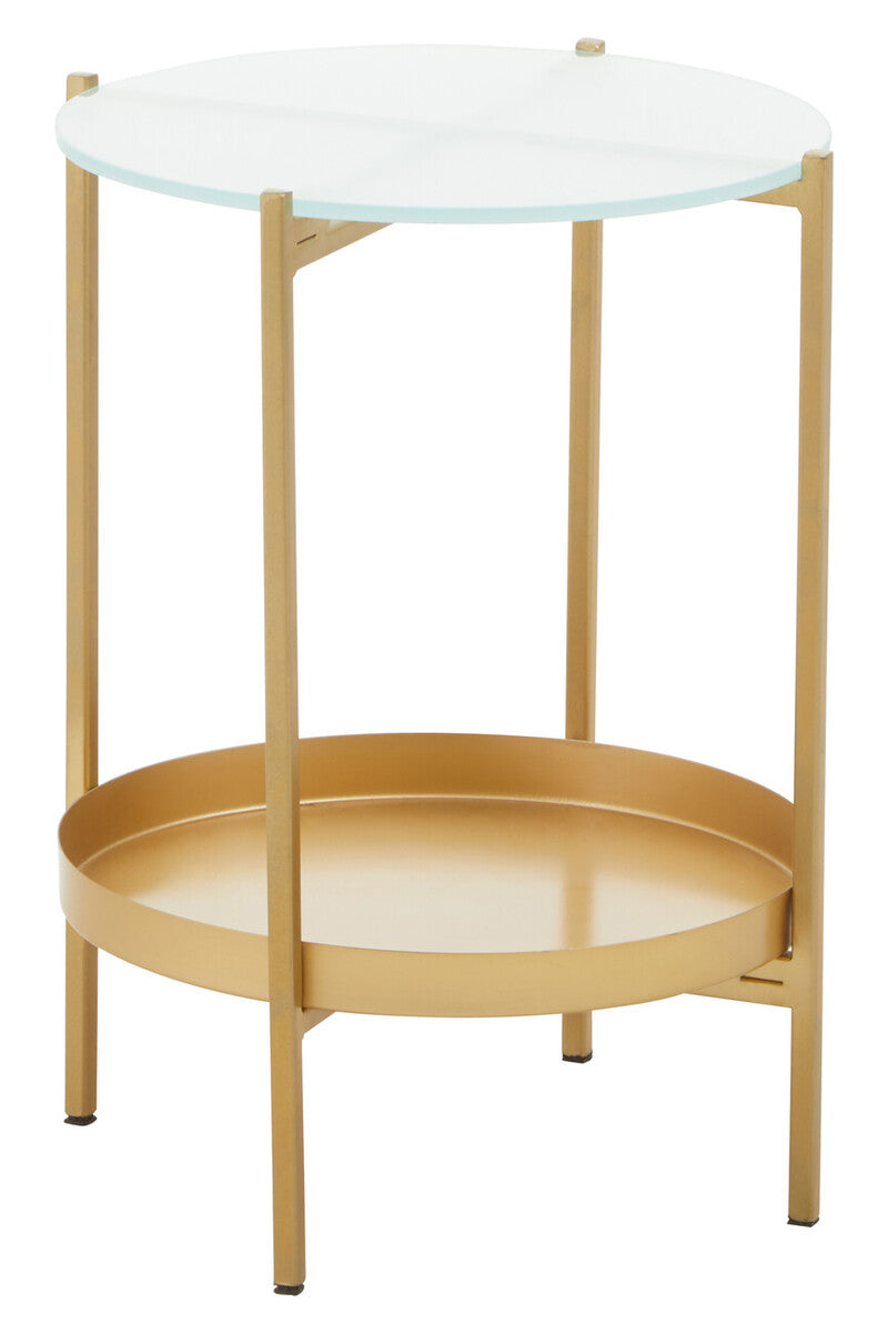 Pali Two Tier Glass And Iron Side Table