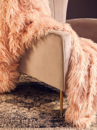 Zamora Mink Velvet Accent Chair With Gold Finish Legs