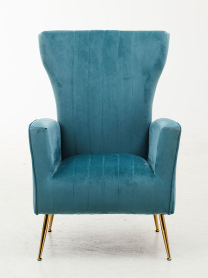 Zamora Green Velvet Accent Chair With Gold Finish Legs
