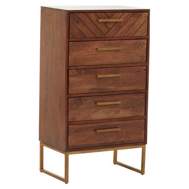 Gaya Mango Wood Chest of 5 Drawers