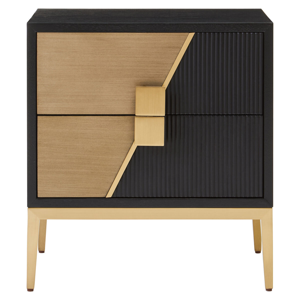 Davoli Black and Gold Two Drawer Side Table