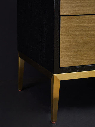 Davoli Black and Gold Two Drawer Side Table