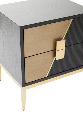 Davoli Black and Gold Two Drawer Side Table