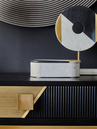 Davoli Black and Gold Console Table with 1 Drawer