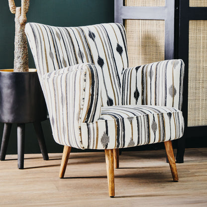 Cefena Black and White Chair With Flared Arms