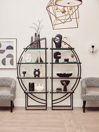 Vogue Left Half Moon Black Shelf Unit
