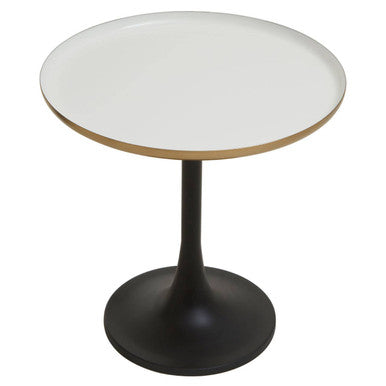 Corra White Marble Side Table With Column Base