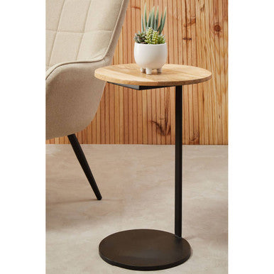 Corra Side Table With Round Wooden Top