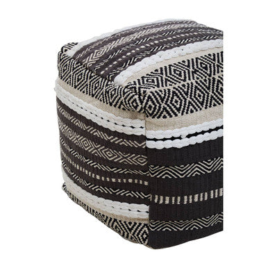 Cefena Grey And White Pouffe
