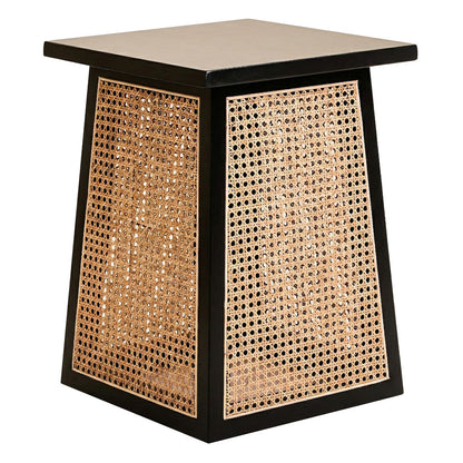 Cebu Natural Cane and Black Elm Wood Side Table