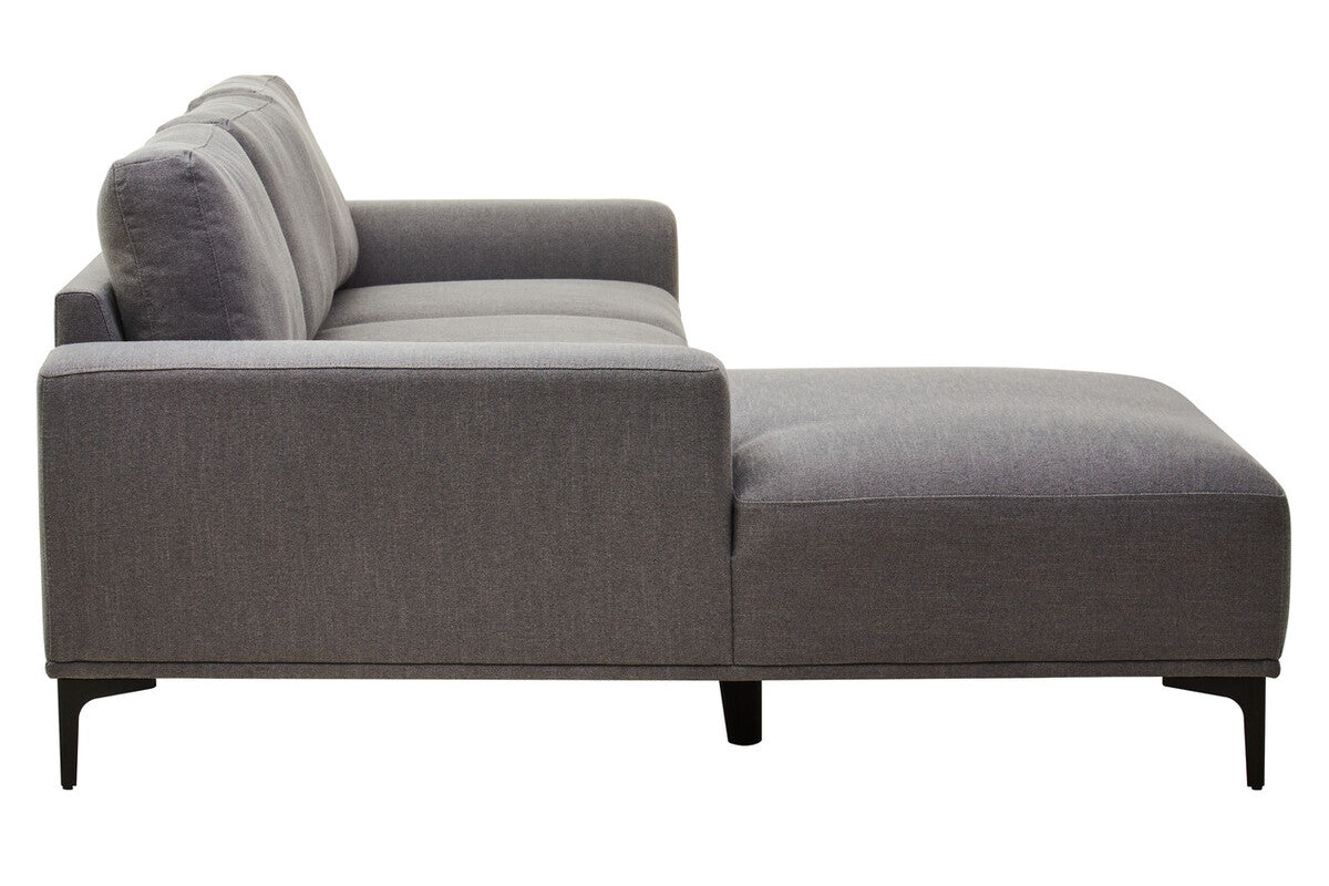 3 Seater Grey Fabric Left Chaise Sofa, Toulon
