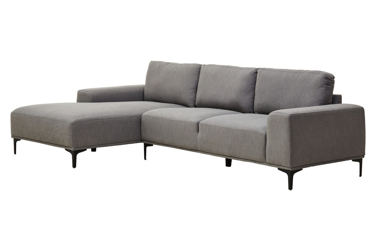 3 Seater Grey Fabric Left Chaise Sofa, Toulon