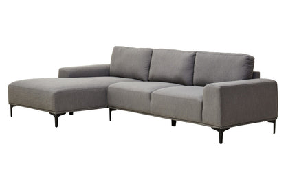 3 Seater Grey Fabric Left Chaise Sofa, Toulon