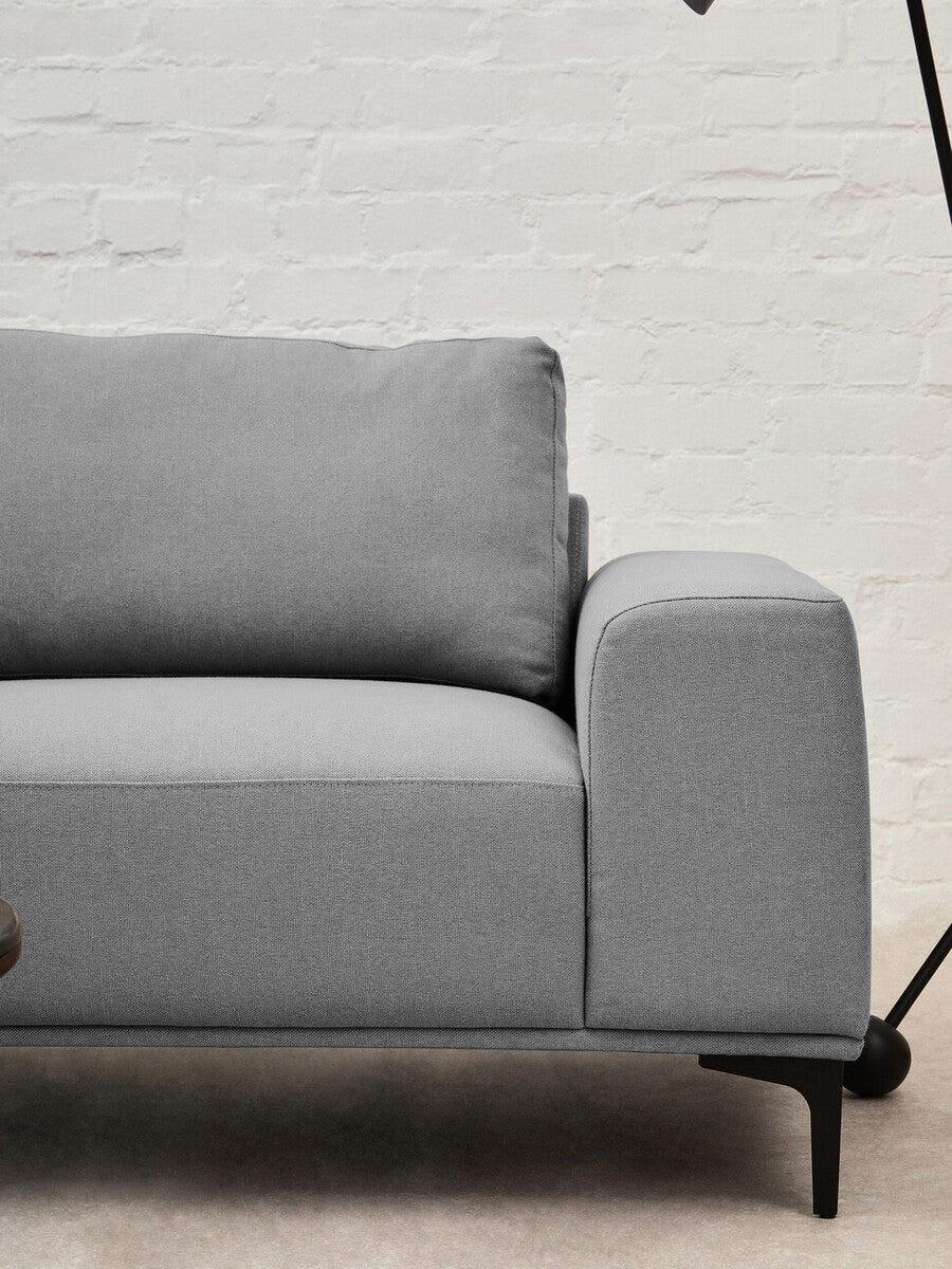 3 Seater Grey Fabric Left Chaise Sofa, Toulon