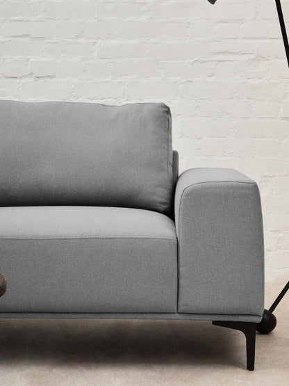 3 Seater Grey Fabric Left Chaise Sofa, Toulon