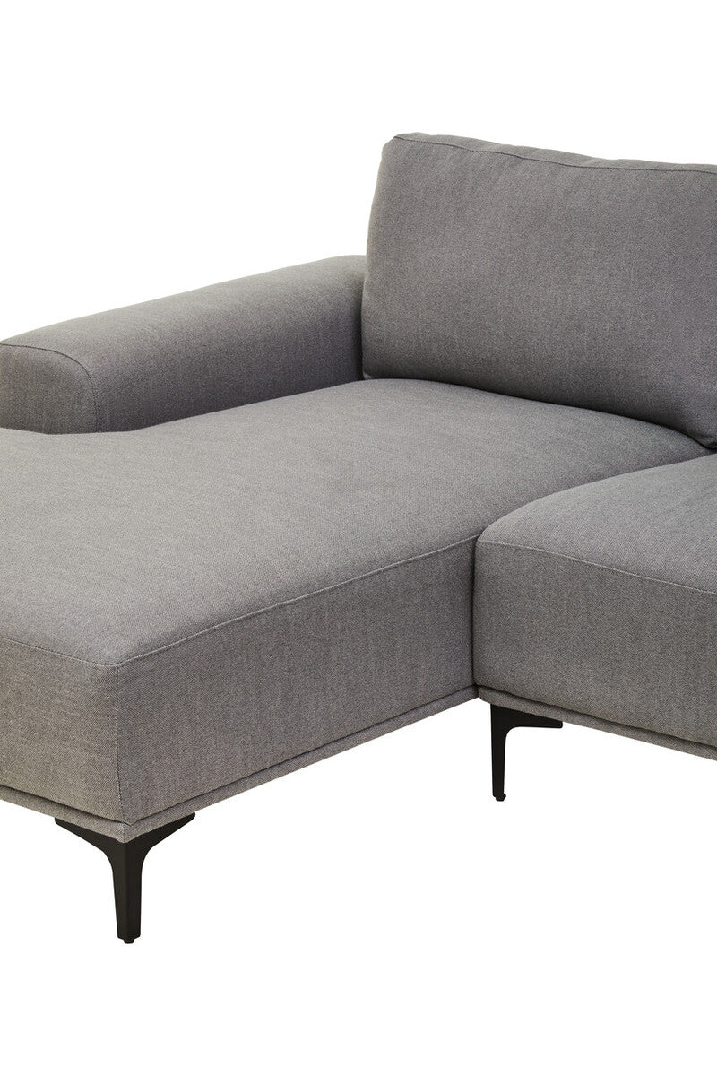 3 Seater Grey Fabric Left Chaise Sofa, Toulon