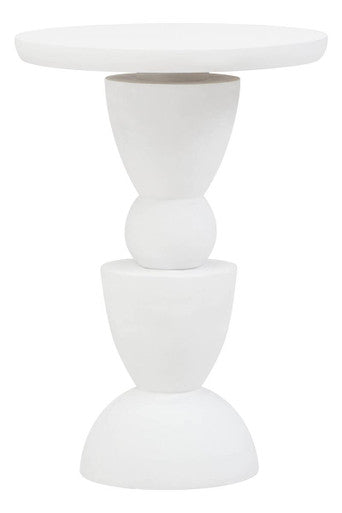 Walsa Whitewash Mango Wood Circle Column Detail Side Table