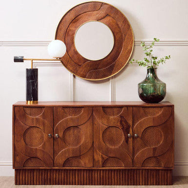 Siva Four Door Mango Wood Hammered Sideboard