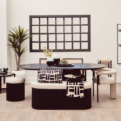 Perdoba Cream Texture Linen Dining Chair with Black Metal Frame