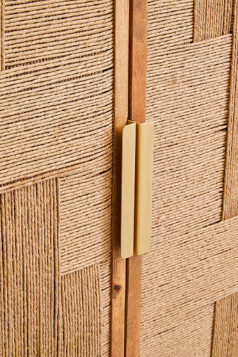 Teora Paper Rope Detail Two Door Mango Wood Cabinet