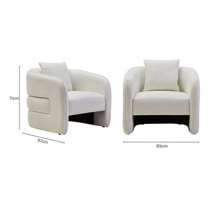 Bilani Cream Linen Effect Curved Chair