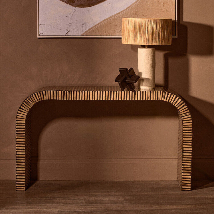 Bambusa Bamboo Inlay Curved Console Table