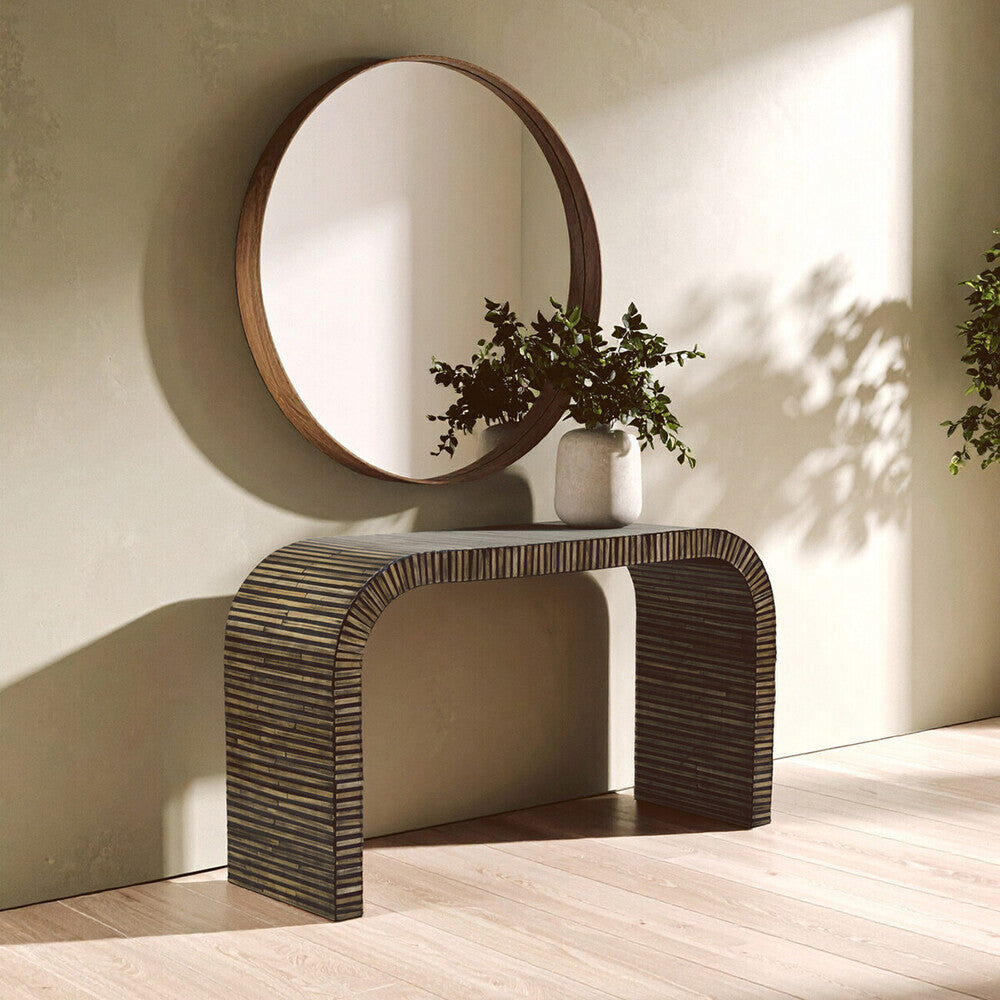 Bambusa Bamboo Inlay Curved Console Table
