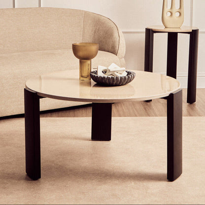 Palermo Round Cream Marble Top Large Coffee Table