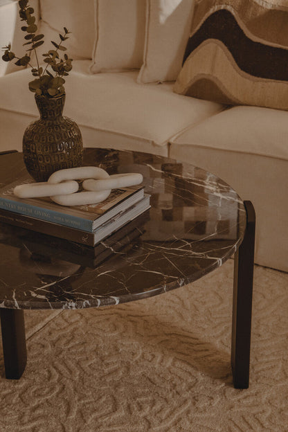 Palermo Round Black Marble Top Large Coffee Table