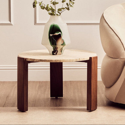 Palermo Round Travertine Top Small Coffee Table