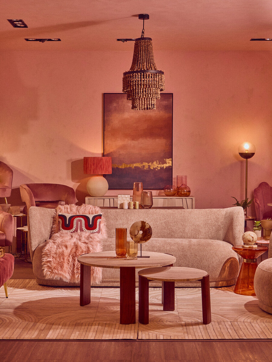 Palermo Round Travertine Top Small Coffee Table