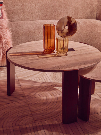 Palermo Round Travertine Top Small Coffee Table