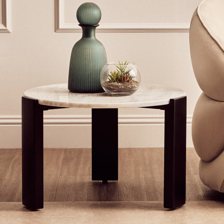 Palermo Round White Marble Top Small Coffee Table