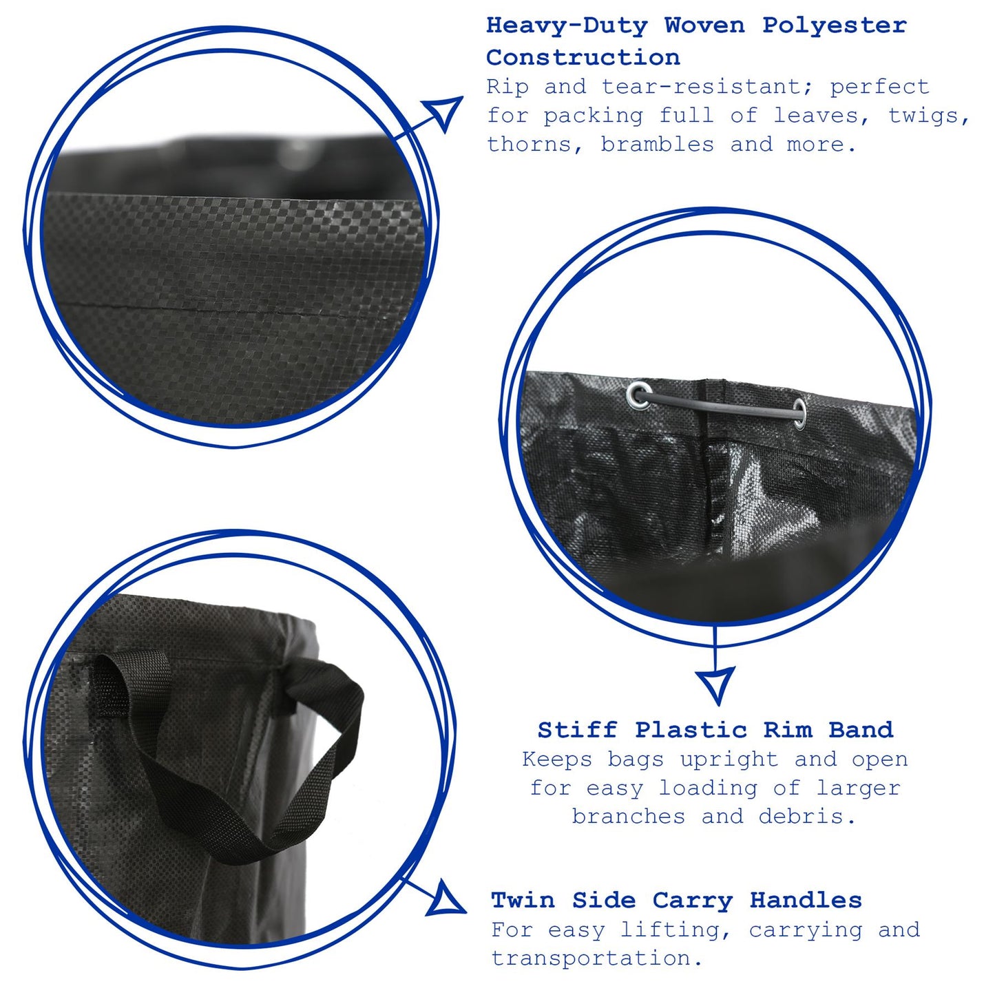 Heavy-Duty Garden Waste Bags - Black - Pack of 2