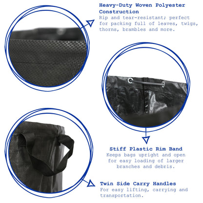 Heavy-Duty Garden Waste Bags - Black - Pack of 2